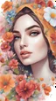 Placeholder: Mahmoud Farshchian style illustration of an beautiful girl in flowers