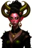 Placeholder: tiefling woman wearing black, she is evil