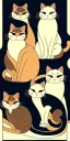 Placeholder:  a group of cats that are on top of each other, a poster by Nōami, ukiyo-e, anime aesthetic, minimalist.