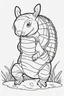 Placeholder: Outline art for cute coloring pages with armadillo full body, white background, sketch style, only use outline, clean line art, no shadows and clear and well outlined.