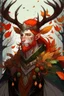 Placeholder: red hair autumn harvest Eladrin Male antlers full leaf beard druid