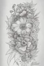 Placeholder: line tattoo design, neo traditional, flowers in a cirkel, detailed