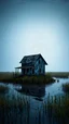 Placeholder: Photorealistic An abandoned house on an island in the middle of the swamp nothingness and distressing anguish old wooden wasteland, night volumetric light, shot on Hasselblad, movie shot, nightmare, hypermaximalist, obsessive, hypnotic,