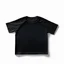 Placeholder: Folded traning T-shirt, top view, flat lay, realistic, male active wear, black breathable material, short sleeves round neck