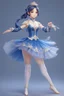 Placeholder: ballerina outfit, blue tones in the style of genshin impact