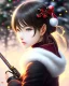 Placeholder: Detailed cute happy anime Kunoichi Christmas boy, Christmas colours, intricate details, full body portrait, keep head in frame, slight smile, black Japanese motif, concept art, highly detailed, digital painting, concept art, sharp focus, illustration, art by Yoji Shinkawa, WLOP and greg rutkowski and alphonse mucha and artgerm and yanjun Chen and Junji ito and Makoto Shinkai, HDR, octane render