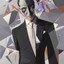 Placeholder: a painting of a man in a suit and tie, a cubist painting by Stanton Macdonald-Wright, Artstation, cubo-futurism, cubism, angular, constructivism