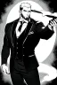 Placeholder: businessman smoke cigar in the dark, greyscale