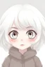 Placeholder: ,puffy white hair, with big eyes, short small legs and hands,