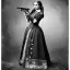 Placeholder: sepia artwork of Belle Starr wearing 1800s dress and holding a rifle across her chest, holster and gun around her waist, female outlaw gunslinger, hair in bun, vignette, 8k, high-quality, ultra-fine detail, Alfredo Rodriguez, Jack Sorenson, Bill Anton, Lilyan Tashman, Louise Klement