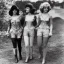 Placeholder: Four Ziegfeld Girls on jeans walking