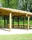 Placeholder: wooden pavillion with benches for park