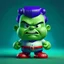 Placeholder: chibi cute caricature of Hulk as a 1930's clown, surrounded by will-o'-the-wisp, elegant, close wiew, dynamic pose, photorealistic rendering --ar 2:3 --stylize 500 --v 6