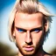 Placeholder: masterpiece, best quality, man, blue eyes, fluorescent, blond flutter hair, highly detailed body, sun light, 4K, RAW, depth of field, high contrast, realistic details, 150mm