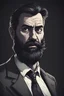 Placeholder: A detective, 30 years, beard guy, horror, dark