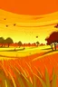 Placeholder: Rice field，Trees，Warm color palette，Animation，Fried grasshopper，A lovely grasshopper