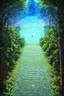 Placeholder: paths outside the labyrinth; surreal optical art