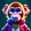 Placeholder: pixar style anamorphic cute monkey baby, smiling,gangsta gold neckless, full body, magenta puffer jacket, manila city backdrop, dramatic lighting, hyper realistic, unreal engine 5, 16k. full detailed