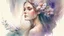 Placeholder: A portrait of a beautiful woman with flowers in her hair, in the style of watercolor painting, soft and dreamy colors, flowing lines, 8k resolution