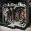 Placeholder: photorealistic catacombs made of lego blocks and screamer frogshop