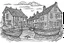 Placeholder: English fishing village thin light sketchy light hb pencil line art minimalist outlines