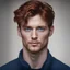 Placeholder: average dark red haired male with blue eyes