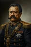 Placeholder: Painting portrait of Samoan formal chief young and black hair in military uniform imperial with mustache