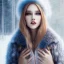 Placeholder: Woman in fur coat, ice, blue, forest, snow, beautiful, mountain, masterpiece, expert, 8K, hyperrealism, sharp focus, cinematic lighting