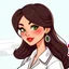 Placeholder: realistic cartoon style passport photo of a beautiful brunette French stewardess who looks like Elodie Cherie. she has pouty red lips, long eyelashes and green eyes.