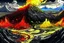 Placeholder: acidic soil in anime style with lava and mountains , red white yellow black colors , magic the gathering style, realistic style