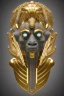 Placeholder: Anunnaki black male African Egyptian alien, cracks in the voodoo head, wicked, eyes, crown, Elephant, 8k, finely detailed, photo realistic, tiger turquoise skull head gold dragon space alien snow skeleton gold gorilla silver crown silver eyes