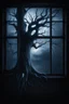 Placeholder: Midnight Whispers ghost window with a scary tree