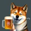 Placeholder: Doge, shiba inu, drinking german beer, silly face