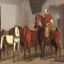 Placeholder: Fiacre with two horses in Vienna. Comic Art