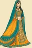 Placeholder: AN ILLUSTRATION OF a girl wearing mehdi lehnga dress