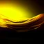 Placeholder: a bed flying through a dark yellow sky, golden mist, flowing fabric, night