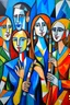 Placeholder: picasso style cubism 5 people