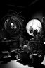 Placeholder: Tinguely machine black and white path wallpaper