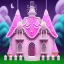 Placeholder: haunted cotton pink candy house with sweet cake monsters