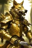 Placeholder: an anthropomorphic wolf wearing gleaming golden armor with a giant bone warhammer