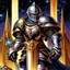 Placeholder: fantasy space knight 90's tcg art