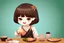 Placeholder: contented cute chibi girl eating sushi