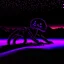 Placeholder: neon black and purple large and long worm-like robot with a 3D hexagon for a head in a dark monochrome desert