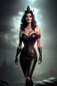 Placeholder: lisa ann as evil queen in black leather gown, cleavage, angry, stern look, unreal 5, octane render,cinema4d, dynamic lighting, dramatic lighting, 4k, redshift render, highly detailed, hyper realistic