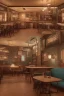 Placeholder: A sepia (((retro coffee house))), with vibrant colors, featuring a and a that exudes an era of youthful rebellion and iconic style