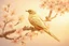 Placeholder: An image of a crystal bird covered in gold etching and diamonds, perched on a branch of cherry blossoms. The scene is illuminated by a soft, ethereal light, enhancing the intricate details and textures of the bird and the surroundings. The art style is detailed, realistic, and captures the magical essence of the scene, trending on ArtStation. The composition combines elements of classical elegance and modern fantasy, reminiscent of the masterful works elegant fantasy intricate high