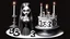 Placeholder: draw a birthday cake with logo number 23 and one candle 23 ,Insanely detailed Addams Family movie still with Barbie dolls