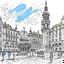 Placeholder: sketch of obradoiro square, santiago de compostela