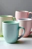 Placeholder: Set of colored pastel mugs