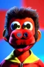 Placeholder: Waist up muppet Portrait, Nicolas maduro us muppet doll, tracksuit red blue and yellow, mustache, photo studio, red background, unreal engine 5, concept art, art station, ray tracing, lumen lighting, ultra detail, volumetric lighting, 3d.